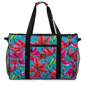 B&C Floral Extra‎ Large Utility Tote Bag Zippered Grocery Beach Travel Bag 24in